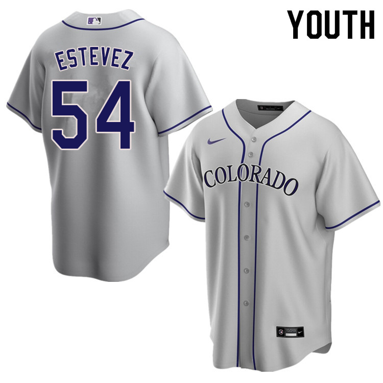 Nike Youth #54 Carlos Estevez Colorado Rockies Baseball Jerseys Sale-Gray - Click Image to Close